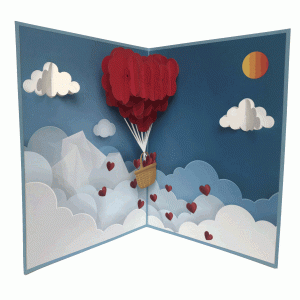 pop-up romantische luchtballon kaart