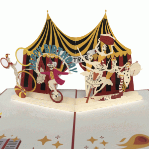 pop-up circus happy birthday kaart