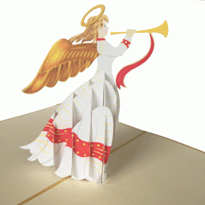 pop-up engel met trompet kaart