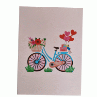 pop-up fiets met bloemen kaart