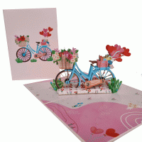 pop-up fiets met bloemen kaart