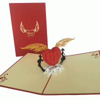 pop-up hart met vleugels kaart