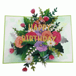 pop-up happy birthday boeket kaart