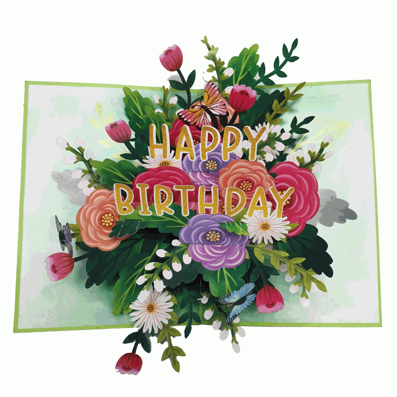 pop-up happy birthday boeket kaart
