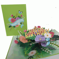 pop-up happy birthday boeket kaart