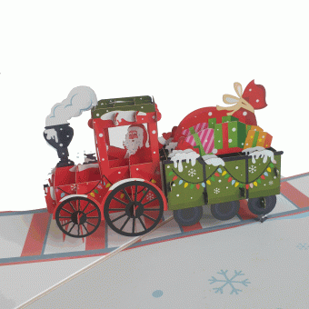 pop-up kerstman in de trein kaart