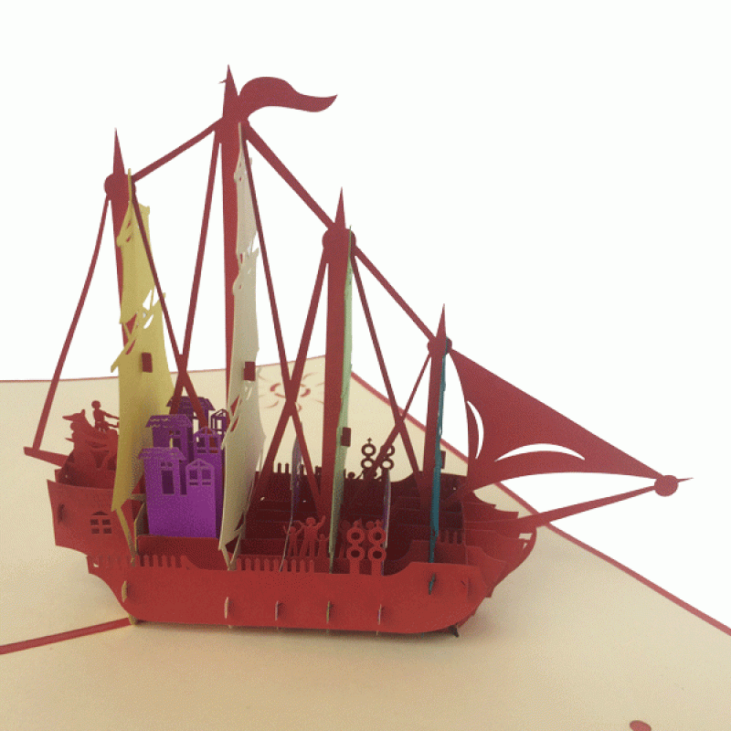 pop-up kleurrijke boot kaart