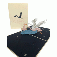 pop-up ooievaar met meisje kaart