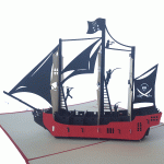 Pop-up rode/zwarte pirate boot kaart