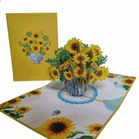 pop-up zonnebloem boeket kaart