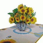 pop-up zonnebloem boeket kaart
