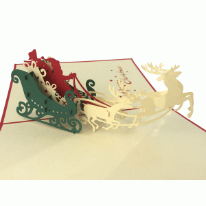 pop-up kerstman met arreslee kaart