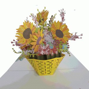 pop-up zonnebloem boeket kaart