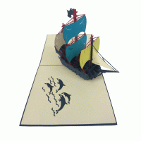 Pop-up dolfijn boot kaart