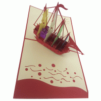 pop-up kleurrijke boot kaart