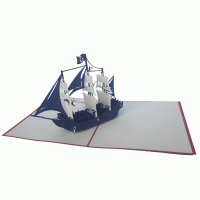 Pop-up rode/zwarte pirate boot kaart