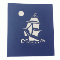 Pop-up witte/blauwe boot kaart