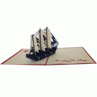 Pop-up blauwe boot kaart