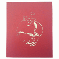 Pop-up rode/zwarte pirate boot kaart